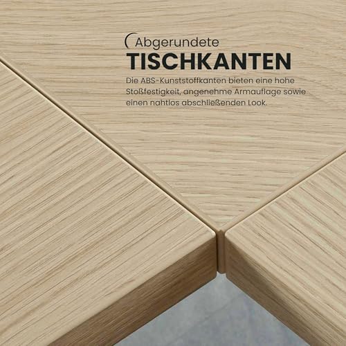 Bümö elektrisch höhenverstellbarer Konferenztisch Nussbaum 220x103 cm - Besprechungstisch rund-oval, grosser elektrischer Meeting-Tisch höhenverstellbar für Konferenz & Besprechungsraum