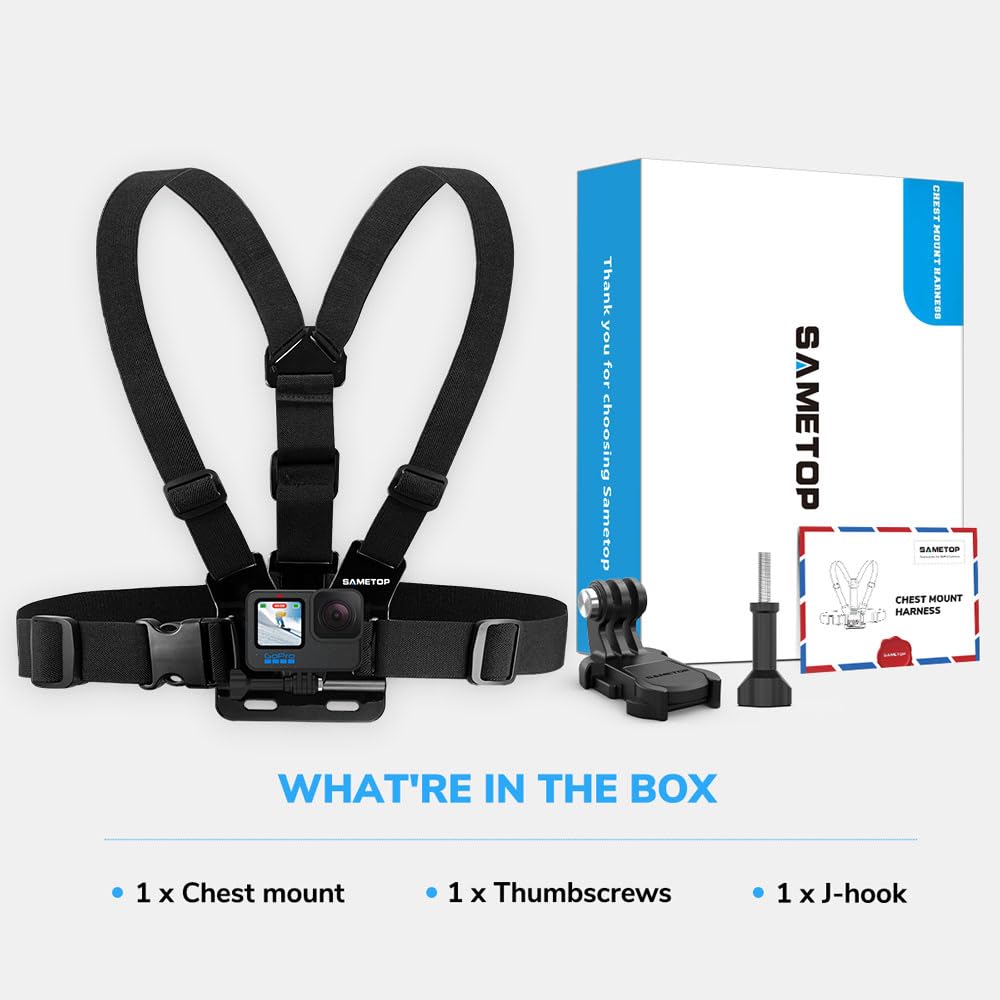 Sametop Brustgurt Chesty Brusthalterung Chest Mount Strap Harness Kompatibel mit GoPro Hero 13 12 11 10 9 8 7 6 5 4 Session Max DJI Osmo Action Kameras