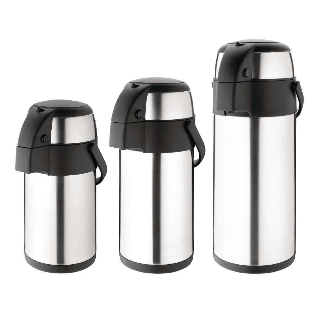 Olympia Pump Action Airpot Heißgetränkespender 5 Liter, Edelstahl, doppelwandig vakuumisoliert, Restaurant Frühstück Mittagessen Buffet und Heimgebrauch, Tee und Kaffee Thermos | DL164