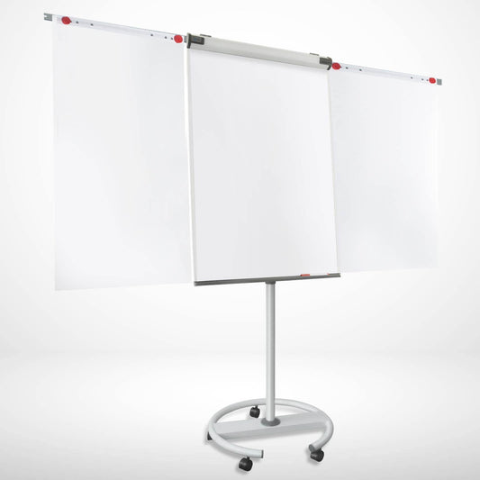 MOB Flipchart Ständer Whiteboard fahrbar mit Rollen Ständer 73x104cm | Höhenverstellbar bis 210cm, Beschreibbar, Trocken abwischbar, magnetisch, Flip Chart mit Magnettafel rollbar & Seitenarmen Shark