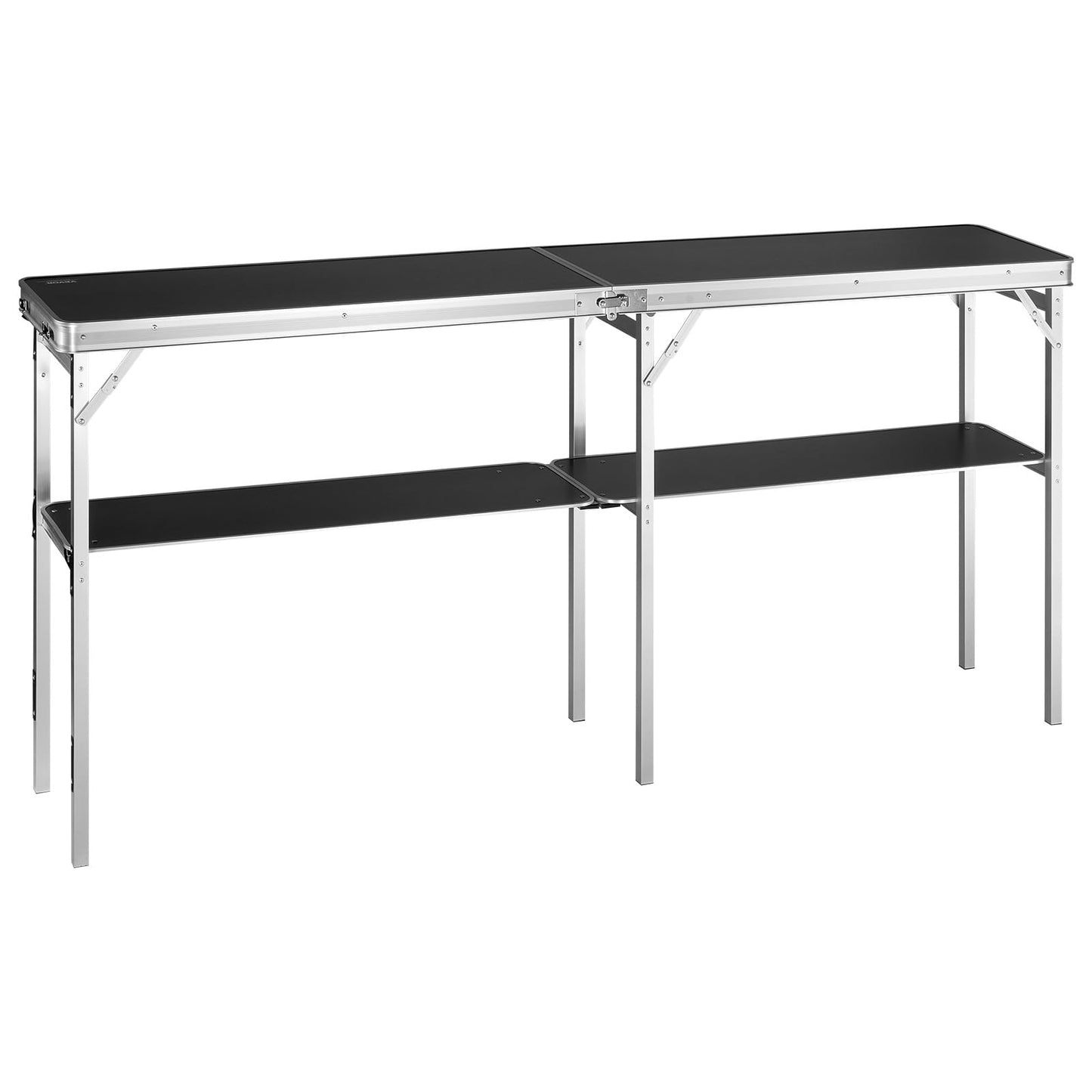 VEVOR Tragbare Messetheke Messetresen, 1980 x 385 x 880 m Messestand Ausstellungs-Thekenständer, Faltbarer Promotion-Bartisch Promotiontheke, Rezeptio mit Aufbewahrungsregal, Tragetasche, Schwarz