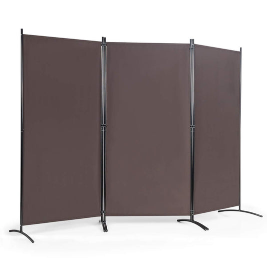 COSTWAY 260 x 183cm Raumteiler, Paravent 3 teilig klappbar, Trennwand Wandschirm aus Metall & Polyester, Sichtschutz Room Divider Innen für Zuhause Büro Terrasse (Kaffee, 3-teiliger)