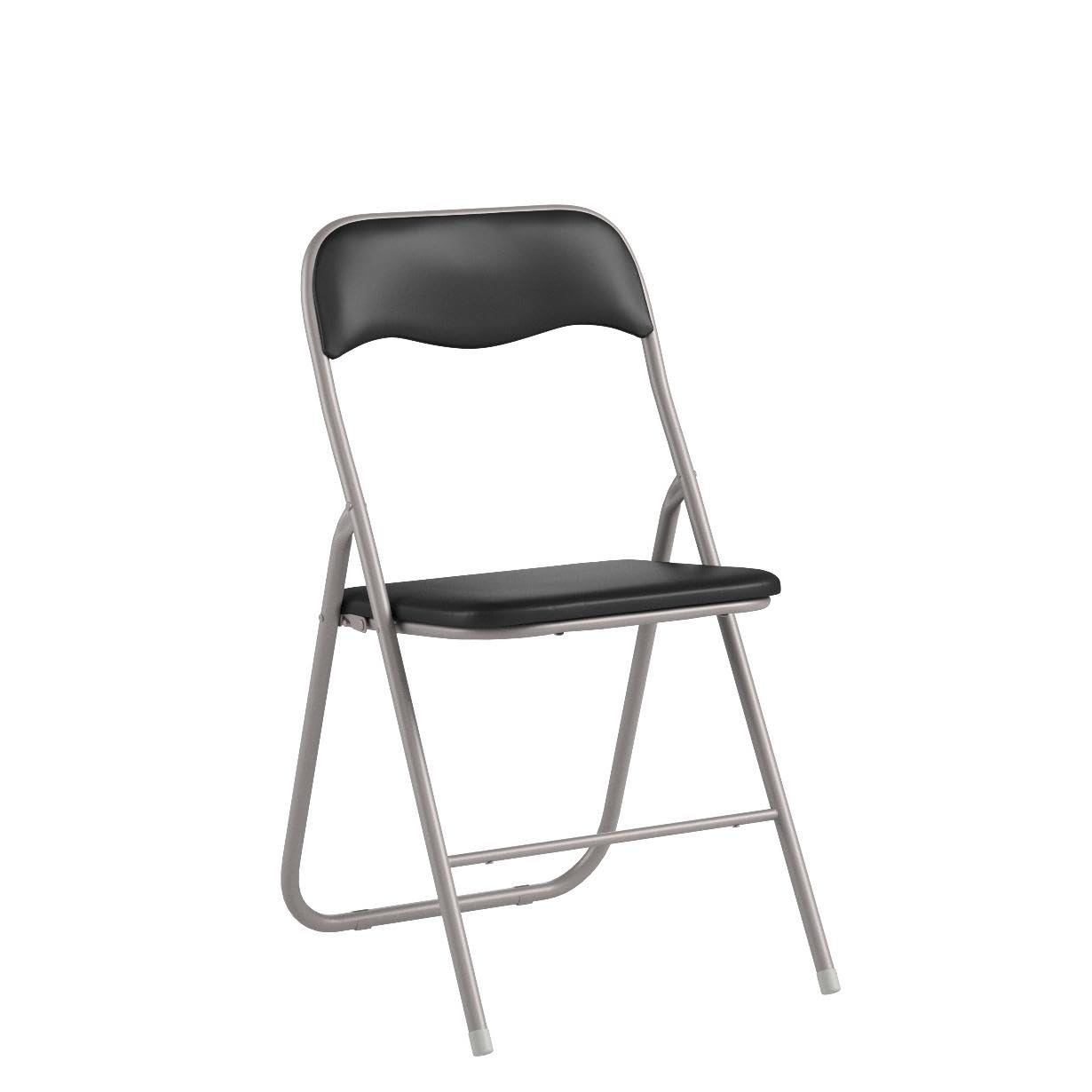 HAEST Klappstuhl 2er Set – Gepolstert, Kunstleder, bis 150 kg, Silber-Schwarz