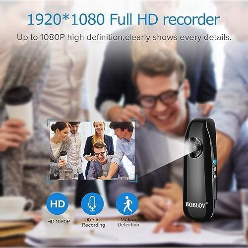 BOBLOV 007 Mini Kamera, 1080P Full HD Bodycam, Körperkamera, Camcorder Für Polizei/Motorrad/Fahrrad/Sport (007 mit 32GB TF Karte)