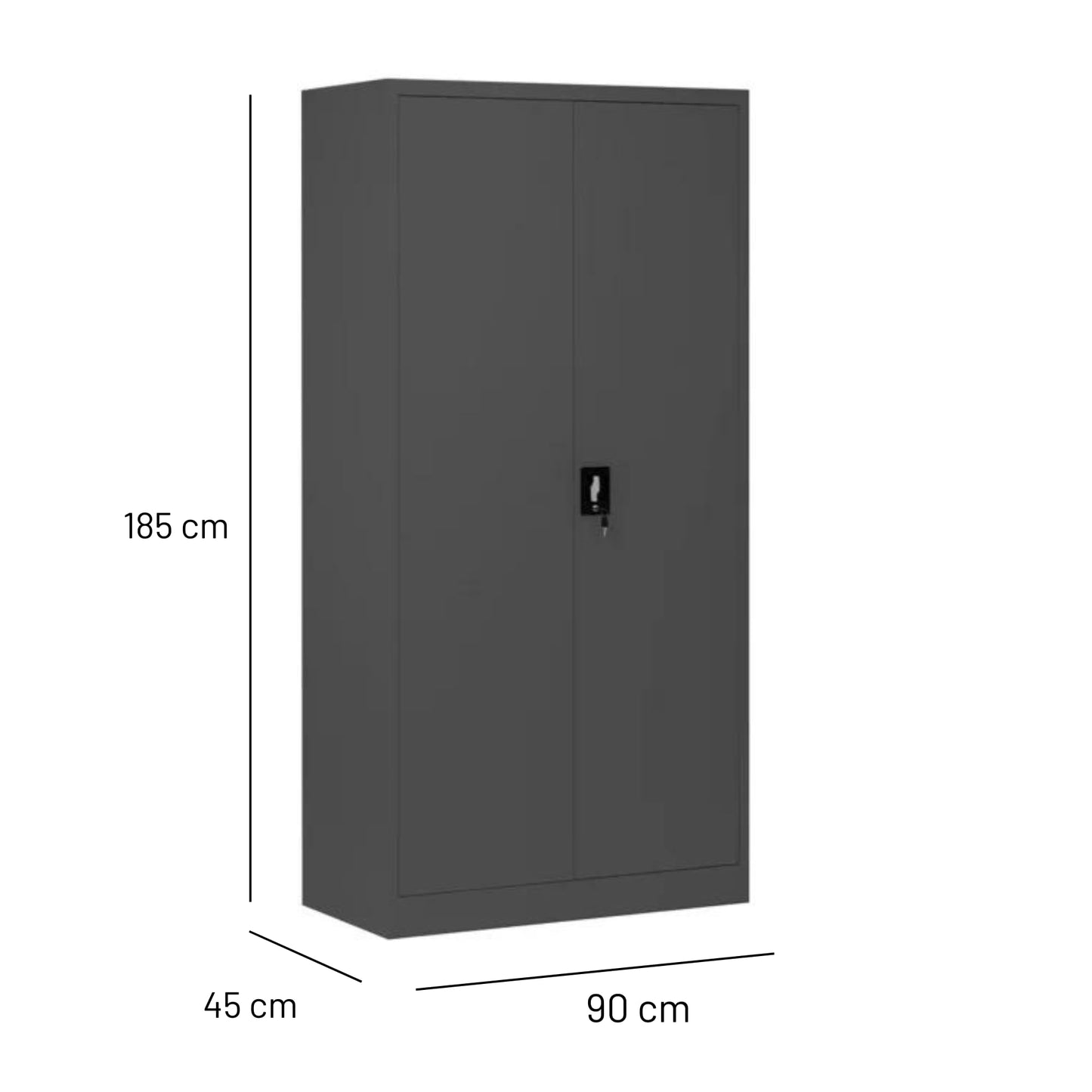 Domator Metallschrank 185 x 90 x 45 cm | Aktenschrank Abschließbar mit Kleiderstange, Pulverbeschichtung | Aufbewahrungsschrank Umkleideschrank Spind Kleiderstange | Anthrazit