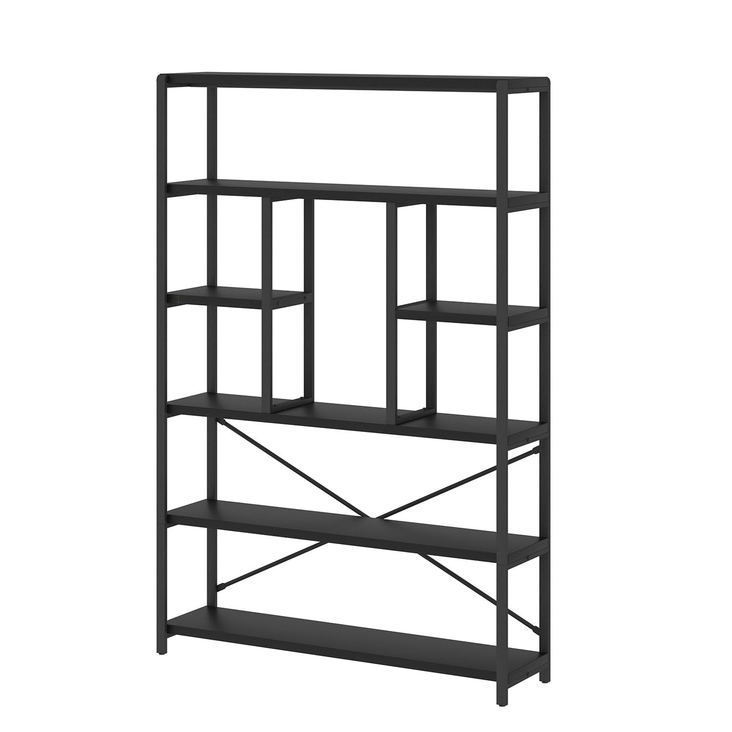 LVB Bücherregale mit 6 Ebenen Regale Wohnzimmer Standregal Industrie Bücherregale für Wohnzimmer Arbeitszimmer Küche 120 x 30 x 180 cm Regal Vintagebraun Schwar
