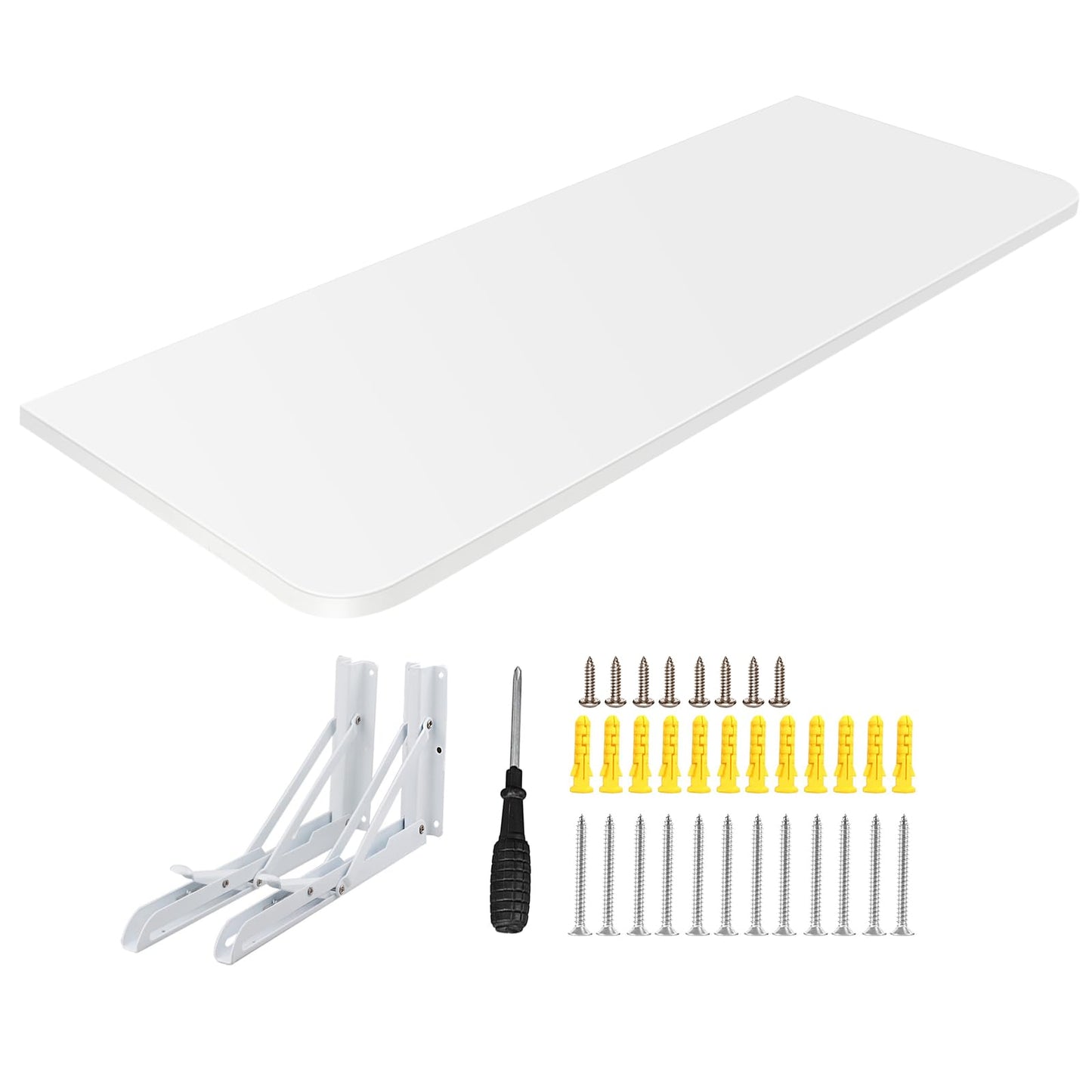 RELOVE Esstisch für Küche, faltbar, unsichtbar, schwimmender Computer-Schreibtisch, Schminktisch für Haus, Wäsche-Werkbank, Wandtisch klappbar (60 x 30 x 1,6 cm, weiß)