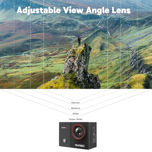AKASO Action Cam 4K 20MP WiFi 40M Unterwasserkamera Wasserdicht Ultra HD Touchscreen Einstellbar Weitwinkel EIS Actioncam mit 2.4G Fernbedienung und 25 Zubehör Kit