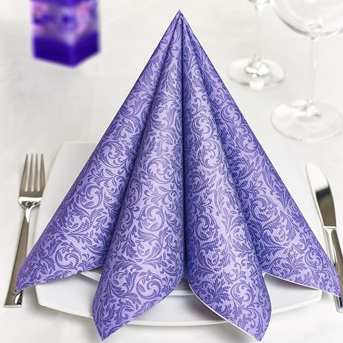 GRUBly® Servietten LILA, VIOLETT, Stoffähnlich [50 Stück], Hochwertige lila Tischdekoration für Hochzeit, Geburtstag, Feiern, 40x40cm, AIRLAID QUALITÄT