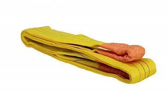 3 Tonnen Tragfähigkeit 2 Meter Länge Hebegurt Rundschlinge Hebeband Bergegurt aus Polyster mit Endschlaufen für Kran, Abschleppen Gelb
