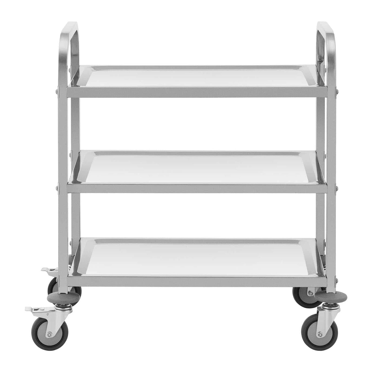 Royal Catering RCSW-111 Servierwagen 3 Borde 69 x 34 x 3 cm 81 kg Küchenwagen Edelstahl Küchenrollwagen Rollwagen Küche