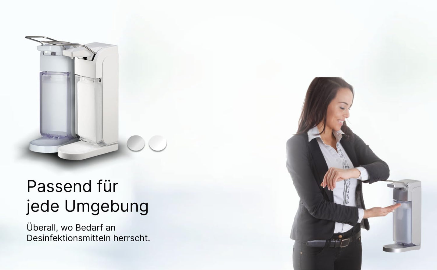 Blanc HYGIENIC - Desinfektionsmittelspender, Silber inkl. Leere 1L-Flasche zum Selbstbefüllen – Haut- & Händedesinfektion für professionelle Betriebshygiene – Dosiermenge variierbar - Made IN Germany