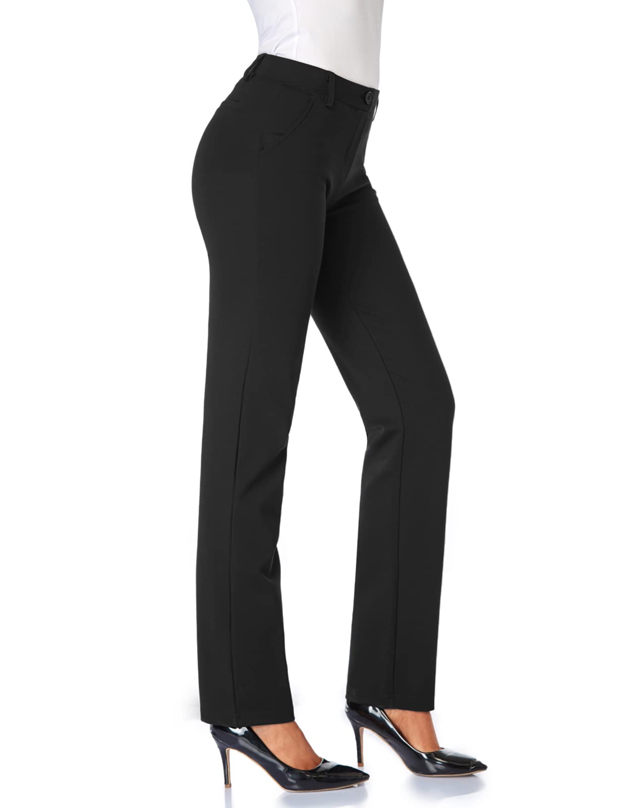 Tapata Damen 71cm/76cm/81cm/86cm Gerade Stretch-Hose mit Taschen Für Büro Geschäft Alltag, Tall/Lang/Regulär/Petite Hose 86cm, Schwarz, S