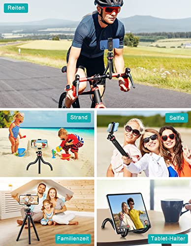 CIRYCASE Flexibler Handy Stativ, Mini Selfie Stick Stativ für Smartphone mit Kabelloser Fernbedienung, 360° Drehbar Tragbarer Kamera Stativ Handy-Foto & Videokits Kompatibel mit iPhone, Galaxy, Kamera