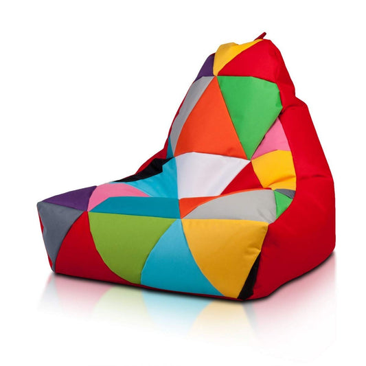 Ecopuf - Sessel Wohnzimmer - Keiko Patchwork S/M Polyester Sack Sitz - Entspannungssessel zum Sitzen - Sack Pouf reißfest schmutzabweisend - Pouff mit Handgriff - Wohnungseinrichtung - Rot Nc12