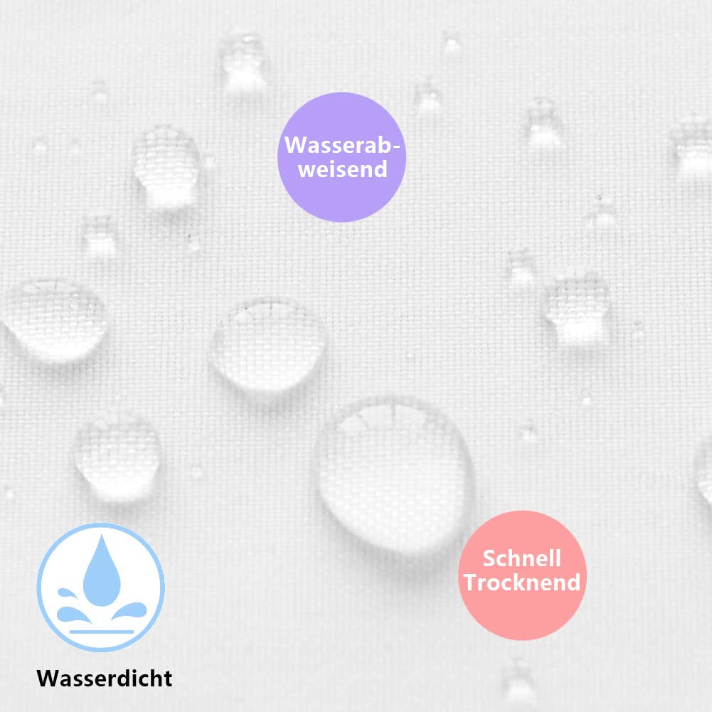 YISURE Duschvorhang 200x200 Weiß Antischimmel, Textil Polyester Stoff Duschvorhang mit Magnet für badewanne wasserabweisend maschinenwaschbar, Breite 200 x Höhe 200cm