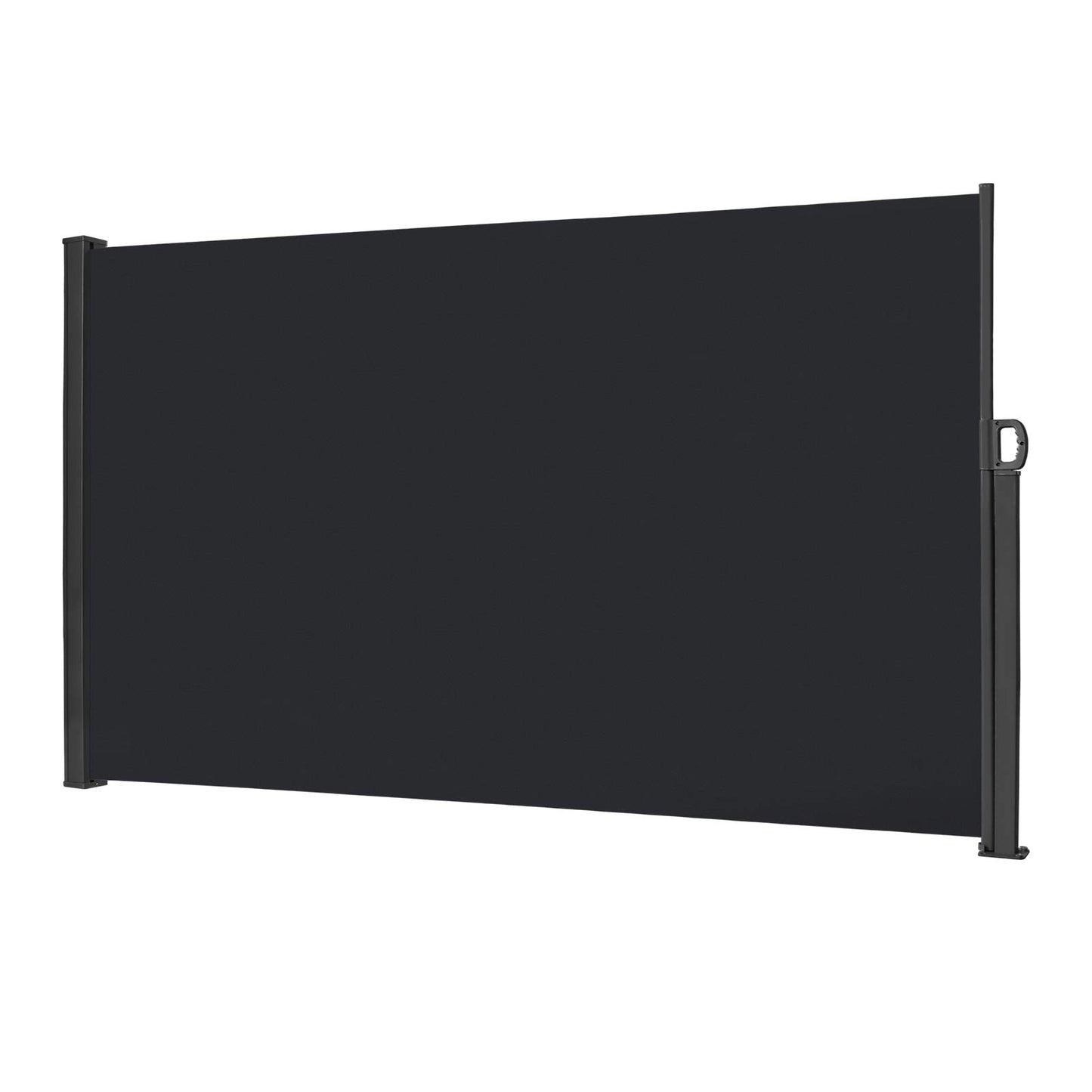 NAIZY Seitenmarkise 160x300cm Sichtschutz Balkon Ausziehbar Vertikalmarkise 100% Polyester & Alu Ständer Sichtschutzwand Blickdicht UV-Schutz Seitenrollo mit Griff für Balkon und Terrasse, Anthrazit