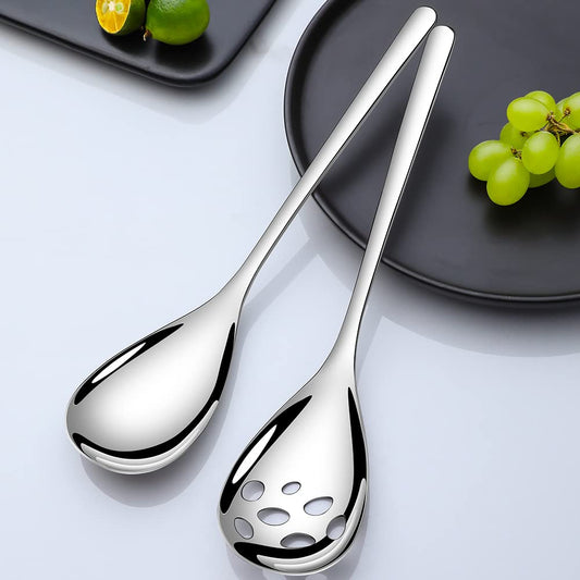 Schlitzlöffel Servierlöffel, 23,6 cm Edelstahl Salat-Servierlöffel, Nützlich Fortschrittlicher Skimmer, Großes Besteck-Set für Buffet, Party, Bankett, Kochen, Küche, 6er-Set