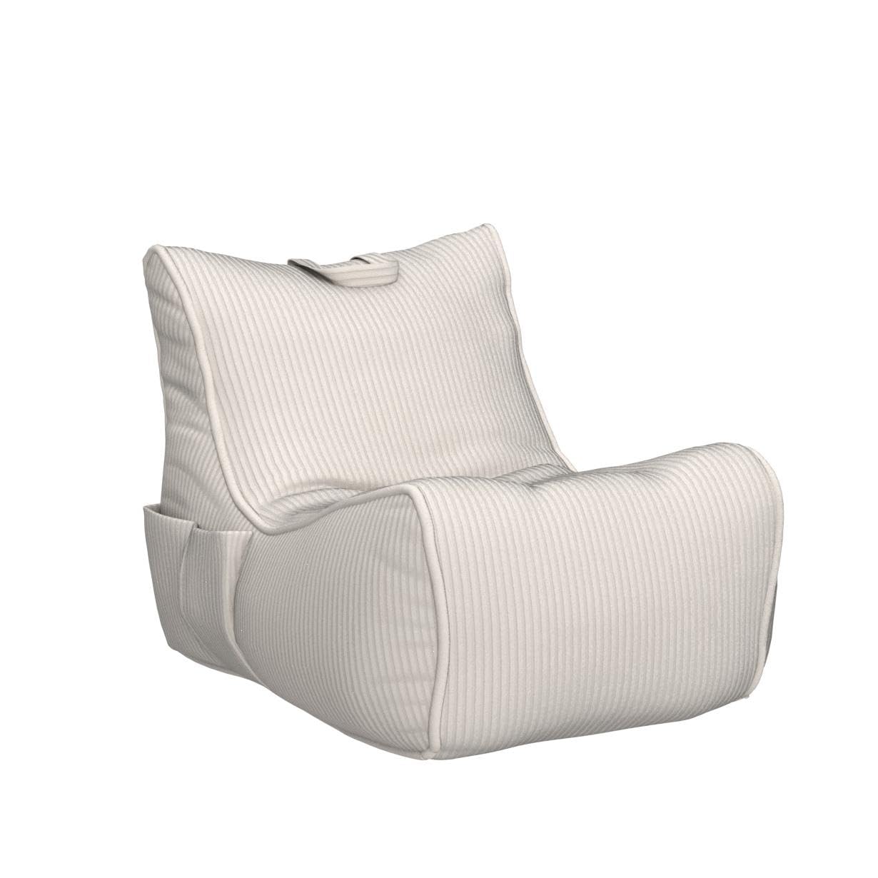 Ecopuf Flavio - Sitzsack Wohnzimmer - Sitzpouf Samt - Weicher Sack Pouf mit Tasche und Griff, gepolstert - Entspannungssessel - Strickhocker - Wohnungseinrichtung - Creme Weiß Sz03