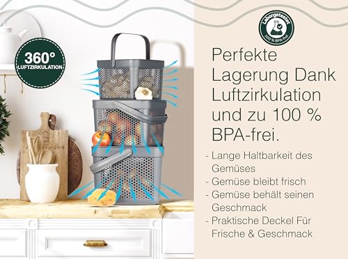 uandu Kartoffel Aufbewahrungsbox Küche, Zwiebeln, Knoblauch Aufbewahrung, Korb für Spielzeug, Wäschekorb, Regal Korb, Aufbewahrungskorb für Bad, Vorratskorb, Küchen Aufbewahrung & Organizer -Anthrazit