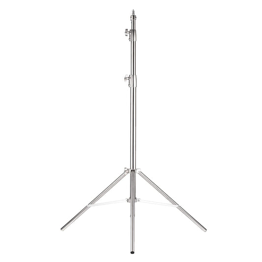 Andoer Edelstahl Lichtstativ 280cm - Hochleistungs-Fotoleuchtenstativ für Studio Softbox, Monolight, Videoleuchte und Blitzlich - Mit 1/4 Zoll und 3/8 Zoll Schraube - Silberfarben
