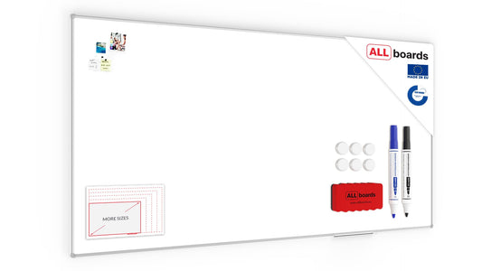 ALLboards Magnetisches Whiteboard 240x120cm Magnettafel mit Aluminiumrahmen Premium EXPO und Stifteablage, Weiß Magnetisch Tafel, Trocken Abwischbar, Wiederbeschreibbar Weißtafel