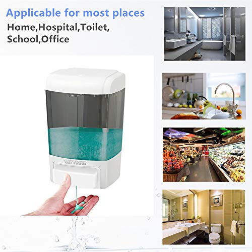 CATTREES 800 ml manueller Seifenspender, Wandmontage, kommerzieller Handdesinfektionsmittel, Seifenspender für Küche, Badezimmer, Shampoo, Gelkammer, Flüssigkeitsbehälter, Kunststoff