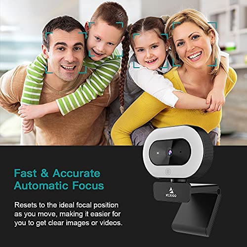 NexiGo StreamCam N930E, 1080P Webcam with Ring Light and Privacy Cover, Auto-Focus, Plug and Play, Web Camera for Online Learning, Zoom Meeting Skype Teams, PC Mac Laptop Desktop Computer