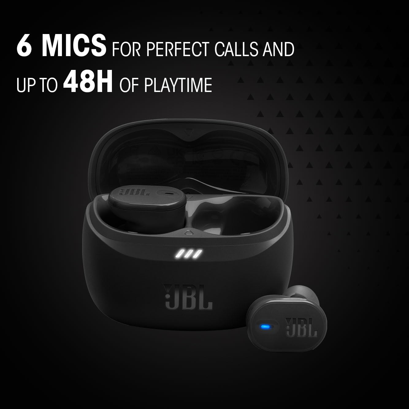 JBL Tune Buds 2, Kabellose Bluetooth-In-Ear-Ohrhörer mit Noise-Cancelling, 48 h Wiedergabezeit, IP54 wasser - und staubgeschützt, Multipoint-Verbindung, Ergonomisches Design, Schwarz