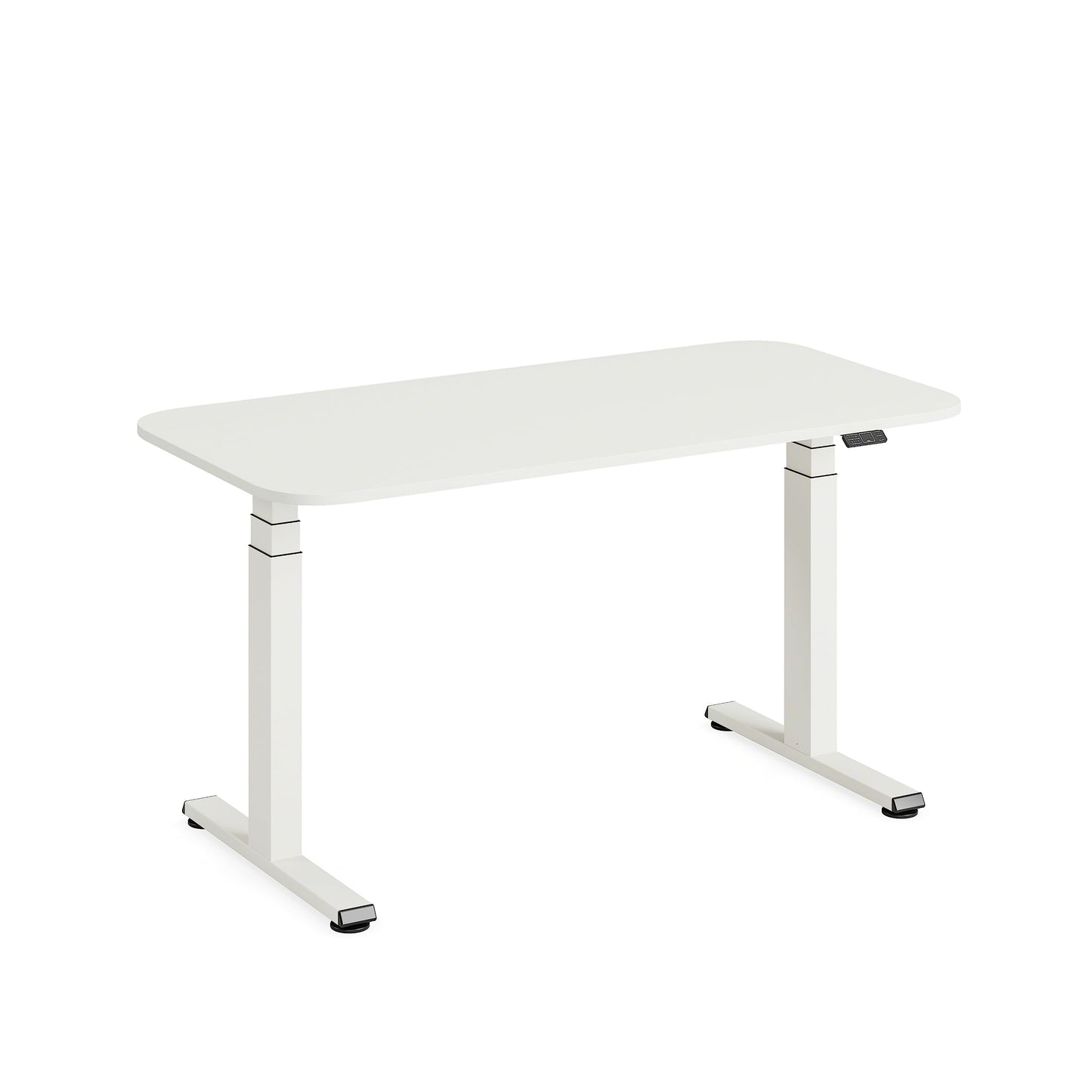 Steelcase Solo Elektromotorisch höhenverstellbarer Homeoffice-Schreibtisch, programmierbares Bedienpaneel, Antikollisionssensor und Kabelnetz, Tischplatte in Snow, Gestell in Pearl Snow