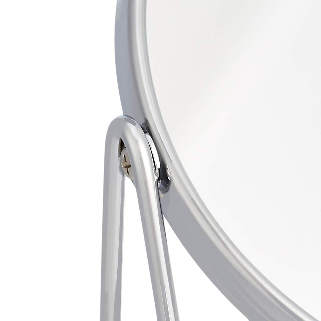 Amazon Basics Rund, Tischplatte Montage Kosmetikspiegel mit rechteckiger Bambus-Ablage, Vergrößerung 1-fach/5-fach, Klar, 7.2" x 3.35" x 8.39"