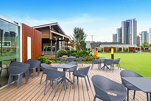 CLP Stuhl Sky Pro I Gartenstuhl aus Kunststoff I Stapelbarerer Bistrostuhl I Wetterfester Lehnstuhl, Farbe:dunkelgrau