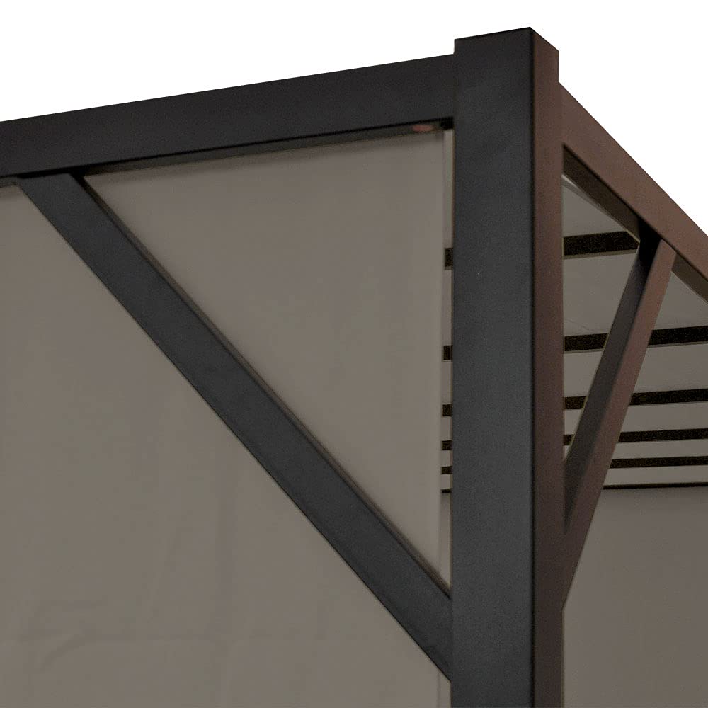 Pergola Baia, Garten Pavillon Terrassenüberdachung, stabiles 6cm-Stahl-Gestell + Schiebedach Taupe - 4x4m