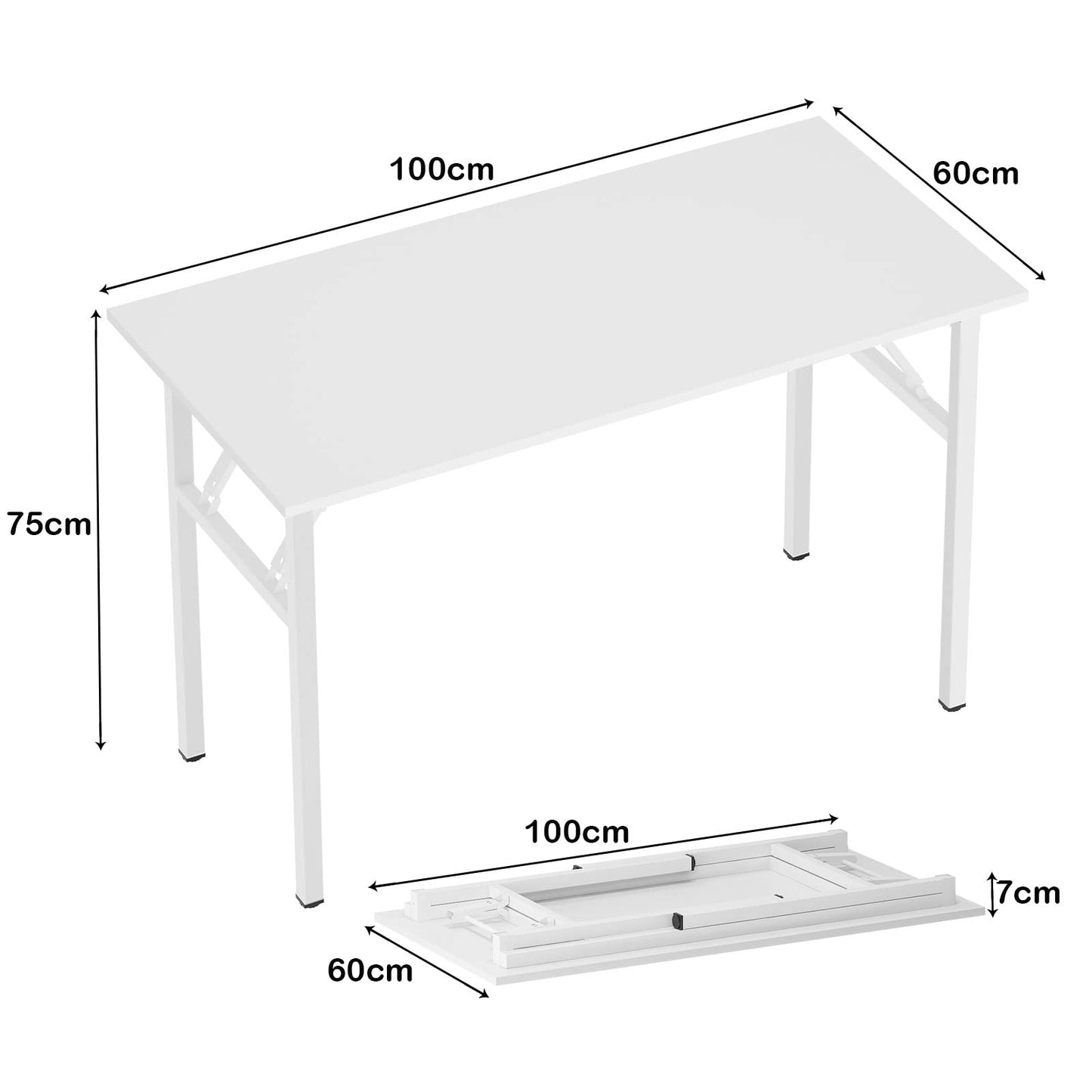 SogesHome Klapptisch Computertisch 100 x 60 x 75 cm PC Schreibtisch Schreibtisch Büroarbeitsplatz für Home Office Verwendung Schreibtisch, Esstisch Konferenztisch, Weiss,AC5DW-100-SH