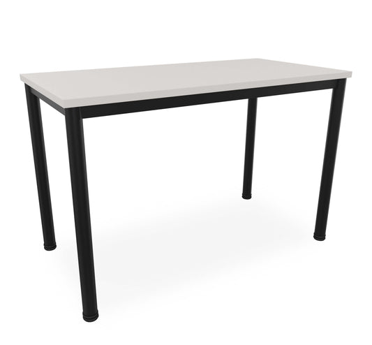 Schreibtisch u. Besprechungstisch mit schwarzem Tischgestell