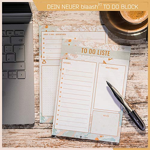 blaash® To Do Block DIN A5 | 50 Seiten Tagesplaner mit Listen für Aufgaben, Notizen und Ideen | Optimale Organisation und Motivation im Alltag | ToDo Liste Block | Notizblock To Do