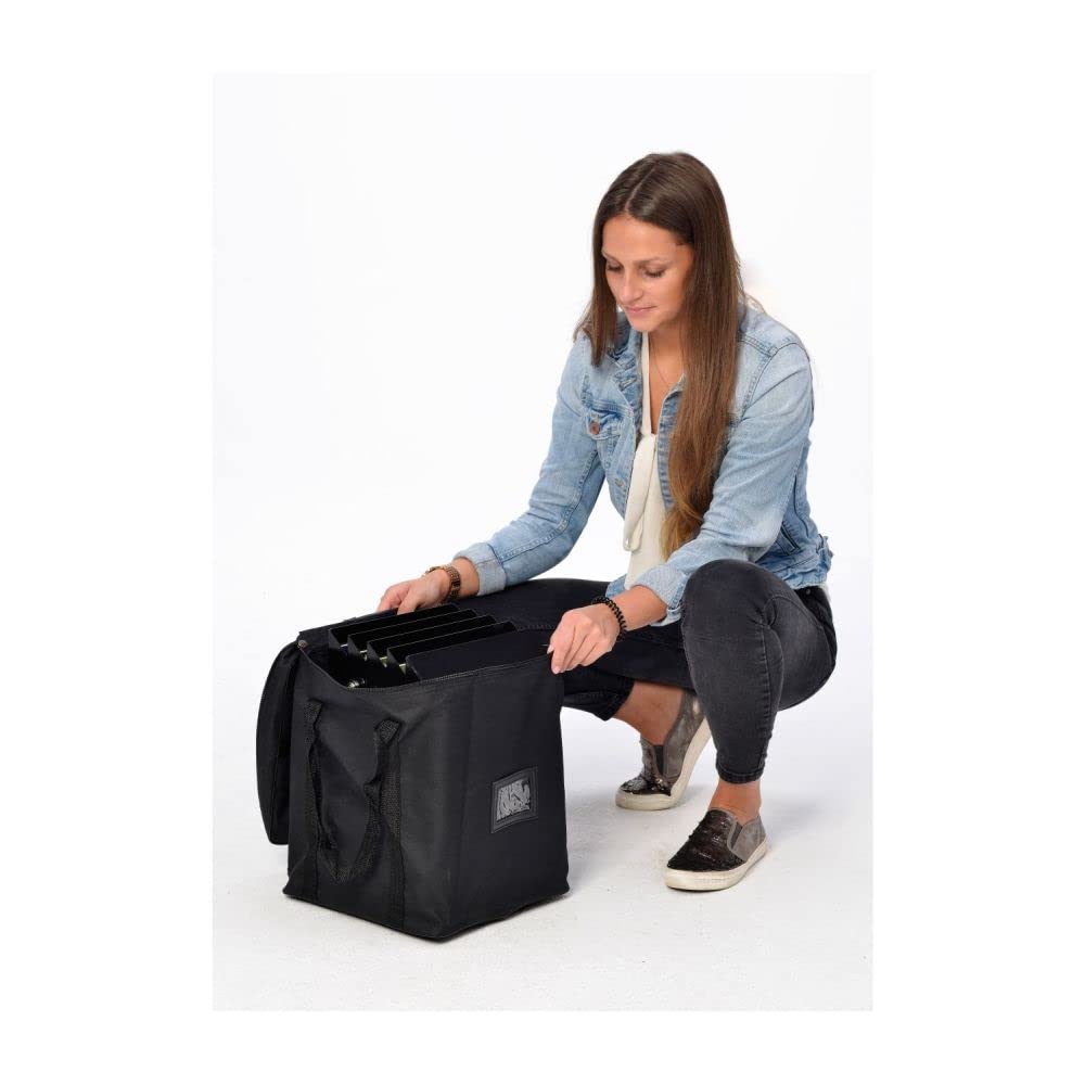 DISPLAY SALES | Faltprospektständer BLACK | 5 x DIN A4, schwarzer Stahlblech Bodenprospektständer Hochformat Faltprospektständer (Schwarz, A4) | inkl. Tragetasche