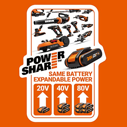 WORX WG441E.9 Akku-Multi-Bürste 20V -multifunktionale Oberflächenbürste für Stein-& Holfzflächenreinigung & Unkrautentfernung -integrierter Wasseranschluss -PowerShare kompatibel-ohne Akku & Ladegerät