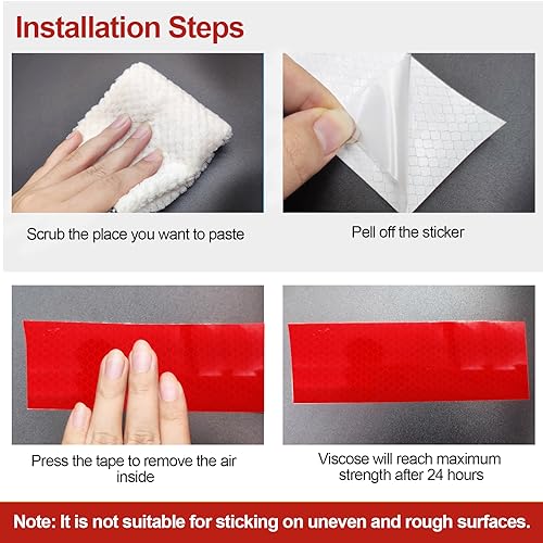XFXIA Reflektierendes Klebeband Rot 20m x 2.5cm Wasserdicht Reflektorband Selbstklebend Warnklebeband Sicherheitsband-Conspicuous Warning Tape für Fahrzeuge,Autos,Anhänger,Boote