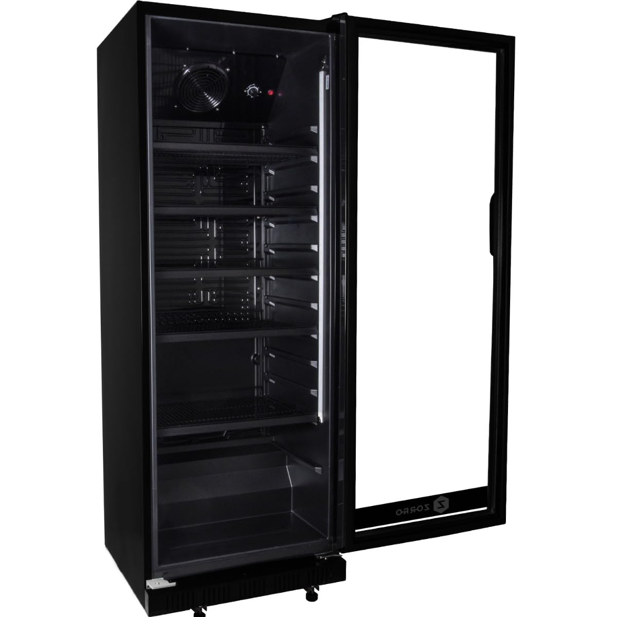ZORRO - Getränkekühlschrank ZKB 360 - schwarz - Flaschenkühlschrank - Kühlschrank mit Glastüre - Gastro Getränkekühler - Partykühlschrank