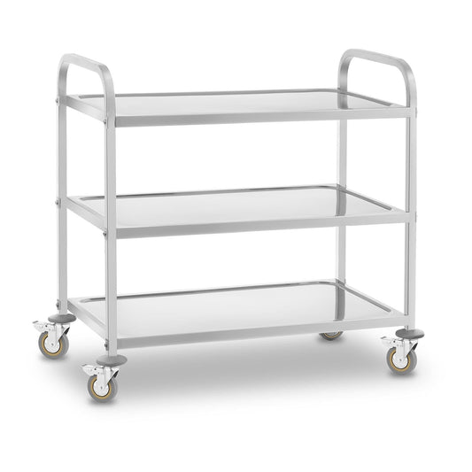 Royal Catering Servierwagen mit Rollen, 3 Tabletts RCSW 3 (101 x 55 x 96,5 cm, Tragkraft 480 kg, Dicke der Regale: 3 cm)