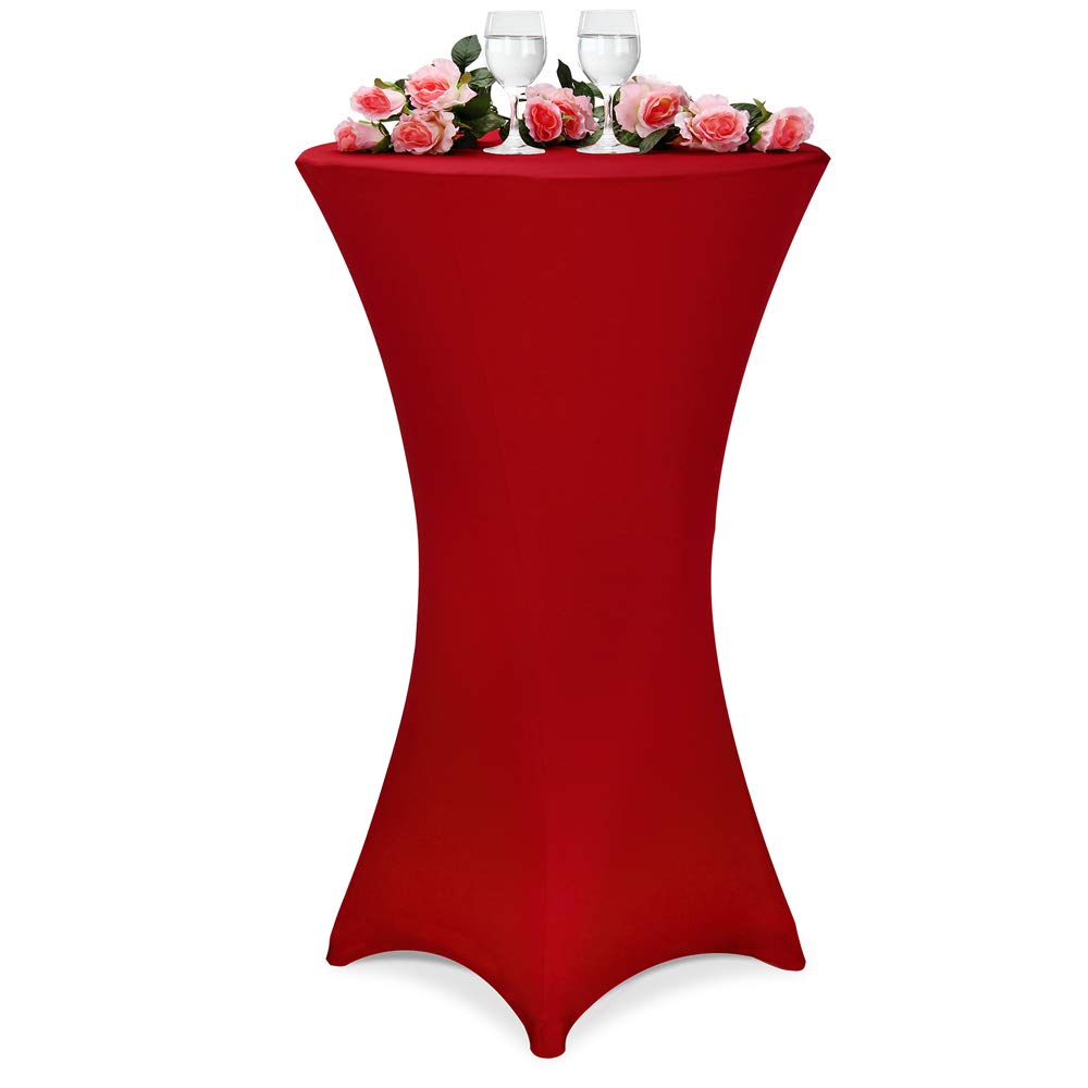 Deuba® 5X Stehtisch Hussen Ø 60-65/70-75/80-85cm Viele Farben 30°C Waschbar Verstärkte Standfüße Stehtischhusse Überzug Stretch (Ø 80-85cm, Rot)