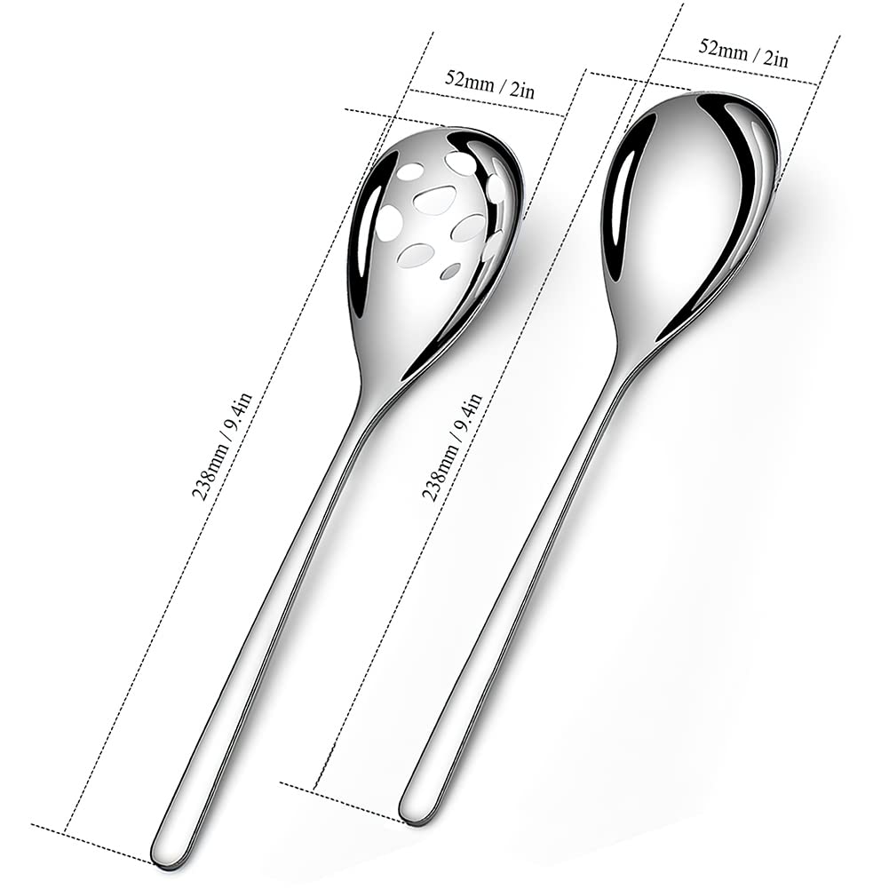 Schlitzlöffel Servierlöffel, 23,6 cm Edelstahl Salat-Servierlöffel, Nützlich Fortschrittlicher Skimmer, Großes Besteck-Set für Buffet, Party, Bankett, Kochen, Küche, 6er-Set