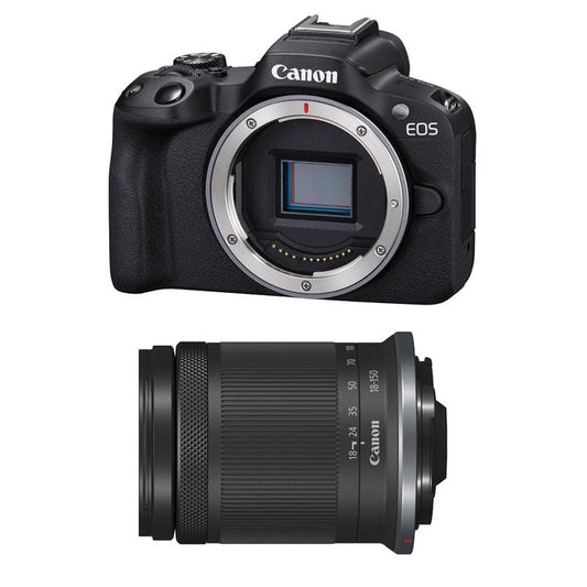 Canon EOS R50 Systemkamera + RF-S 18-150mm is STM Objektiv - Spiegellose Kamera (Digitalkamera mit Autofokus + Motiverkennung für Augen Tiere Fahrzeuge, 4k Videokamera, 15 Bilder pro Sekunde) schwarz