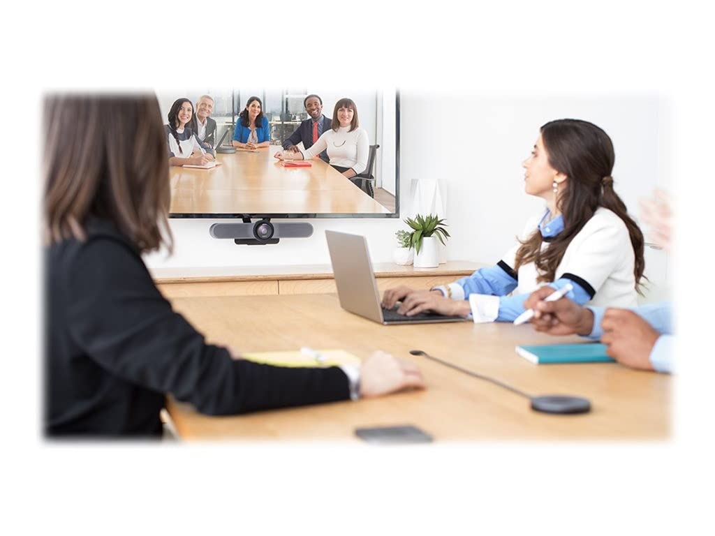 Logitech MEETUP Videokonferenz-Webcam, Ultra-HD 4K, 120° Blickfeld, Motorisierte Neigung, Integrierte Lautsprecher, Full Duplex & Advanced Beamforming Mikrofone, Für kleinere Meetingräume - Schwarz