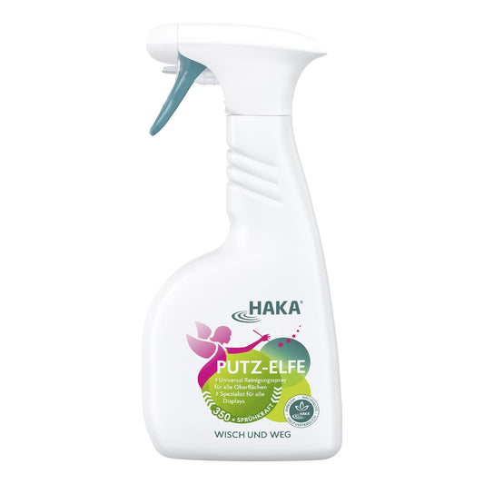 HAKA Putz Elfe, 350 Sprüher Universalspray, streifenfrei für Glas, Display, Möbel, 500 ml