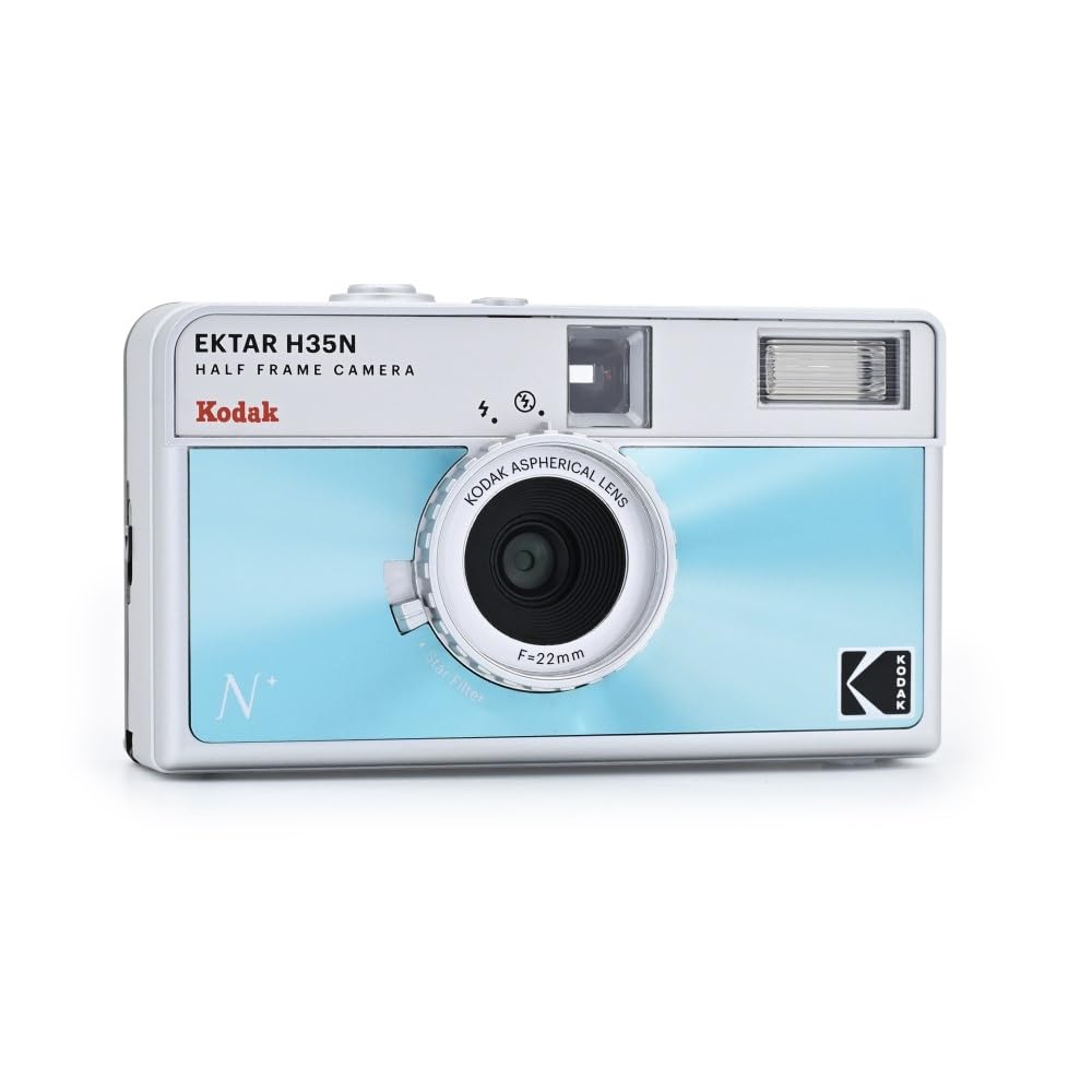 KODAK EKTAR H35N Halbformat-Filmkamera-Set mit Kodak Ultramax 400/24EXP 35 mm Rollfilm (Blau glasiert)