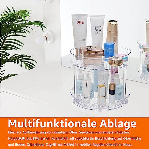 Amazon Basics Drehregal Lazy Susan, 2 Ebenen, transparent, Organizer, 22,9 cm
