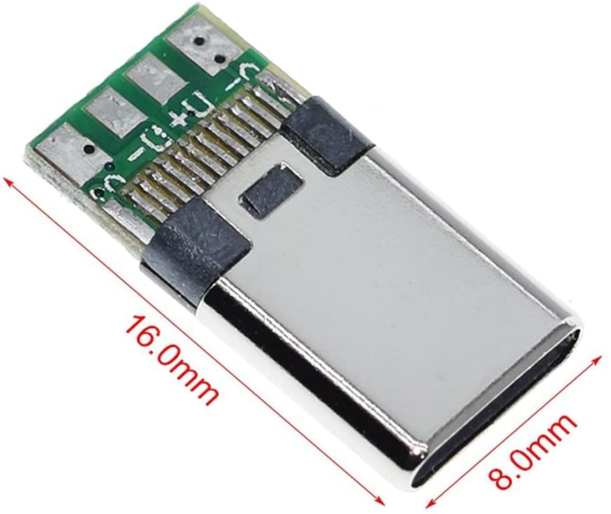 PENGLIN 10 STÜCKE USB 3.1 Typ C Stecker 24 Pins Stecker Adapter zum Löten von Draht und Kabel 24P PCB Board Support-Modul