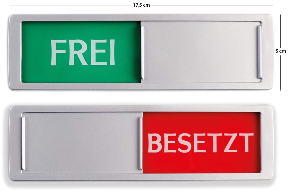 FREI - BESETZT Schild XL - Mit Schieber - Frei Besetzt Schiebeschilder - Klebeschild - 17,5 x 5 x 0,7 cm - Montage: 3M Klebefläche - Schilder mit Schiebefunktion.